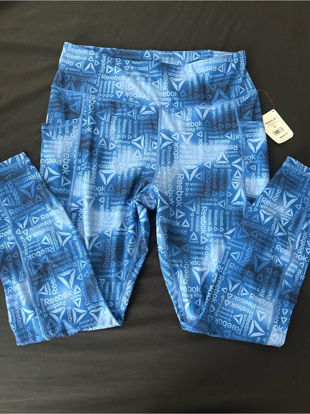 Reebok Blue All-Over Logo Girls' Performance Leggings